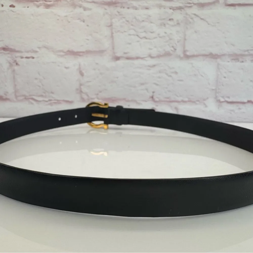 Salvatore Ferragamo Leather Gancini Black Belt Small
